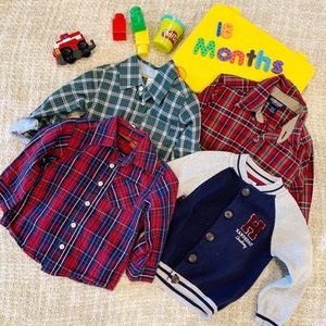 Set of 4 Boys 18-24 Long Sleeve Shirts Like New